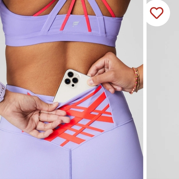 NWOT! Fabletics Boost Powerhold high waisted legging Color: FIELDS OF LILAC/NEON - Picture 5 of 6